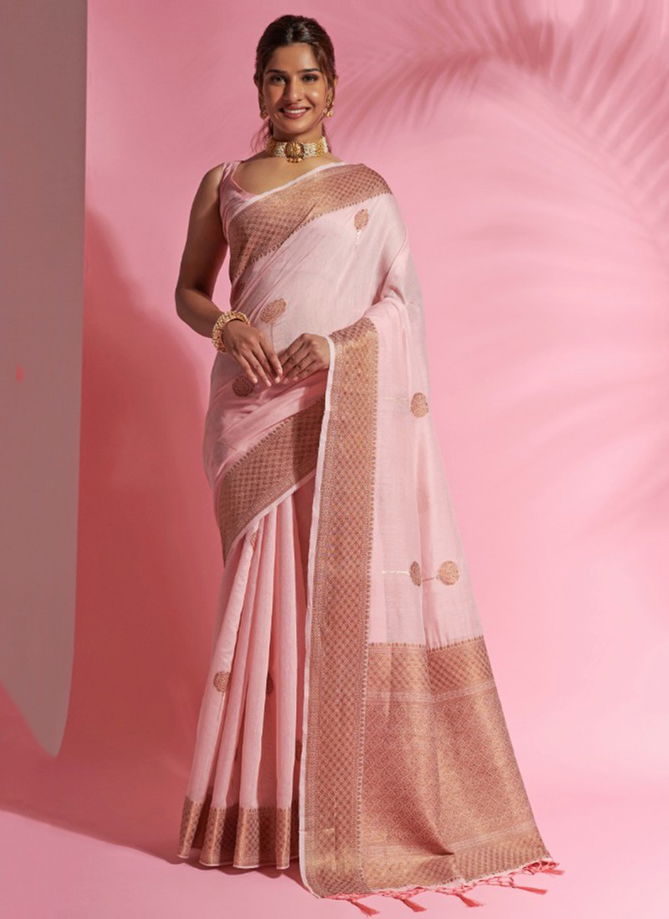 Baby Pink Colour Aarna Silk Rajyog New Latest Designer Ethnic Wear Cotton Saree Collection 7103